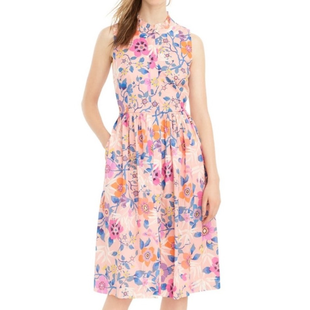 EUC J. Crew Floral Midi Dress - Pink and Blue - Picture 3 of 16